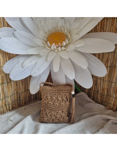 Sac Bandoulière Femme - Effet Paille Tressée - Style Bohème Chic