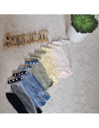 Mi-chaussettes Fines à Perles Blanches - Accessoires féminin chic