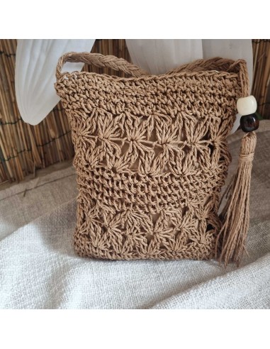 Sac Bandoulière Femme - Effet Paille Tressée - Style Bohème Chic