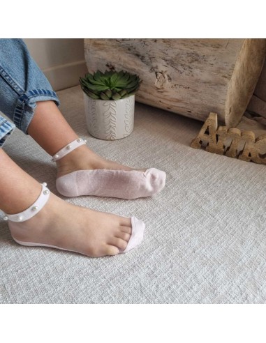 Mi-chaussettes Fines à Perles Blanches - Accessoires féminin chic