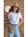 Sac Bandoulière Femme - Effet Paille Tressée - Style Bohème Chic