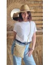 Sac Bandoulière Femme - Effet Paille Tressée - Style Bohème Chic