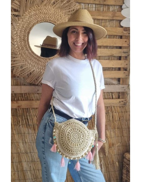 Sac Bandoulière à Pompons Boho Chic Femme - Look Chic et Décontracté