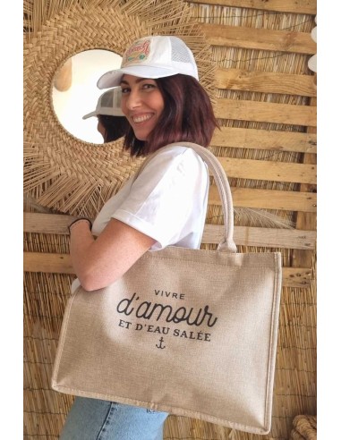 Sac Cabas en Lin - VIVRE D'AMOUR et D'EAU SALEE - Elégance Naturelle et Pratique