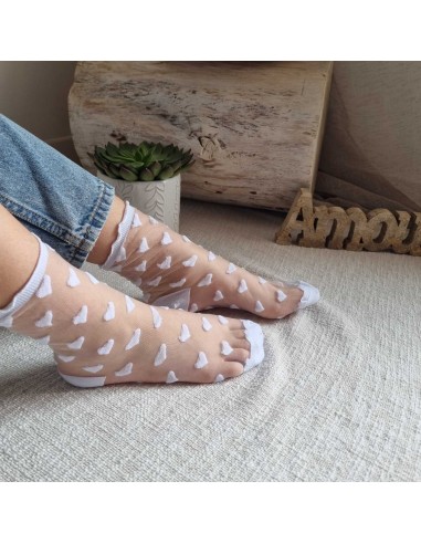 Chaussettes Fines à motifs Cœurs 🤍 - Confort et Style
