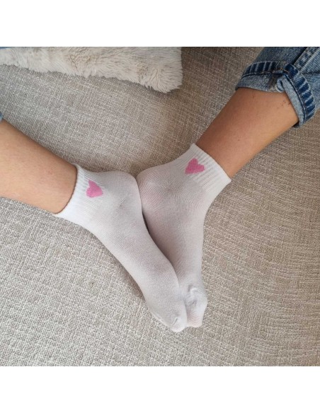 Mi-Chaussettes à Motif Cœur - Douces et Confortables