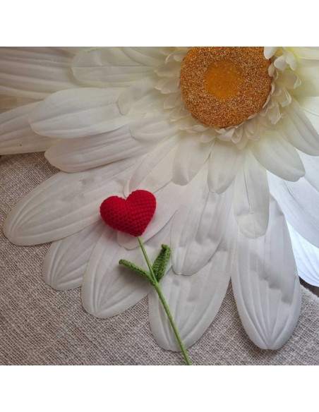 Fleur ❤️ au Crochet sur Tige - Idéal Cadeau