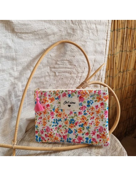 Pochette XL Liberty - Ecusson Brodé "Je t'aime🖤"
